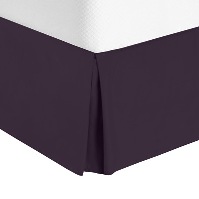Solid Luxury Pleated Tailored Bed Skirt - 14  Drop Dust Ruffle, Twin XL-Eggplant