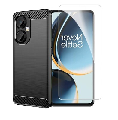 FOR ONEPLUS NORD CE 3 LITE COVER SLIM CARBON BLACK + TEMPERED GLASS FILM