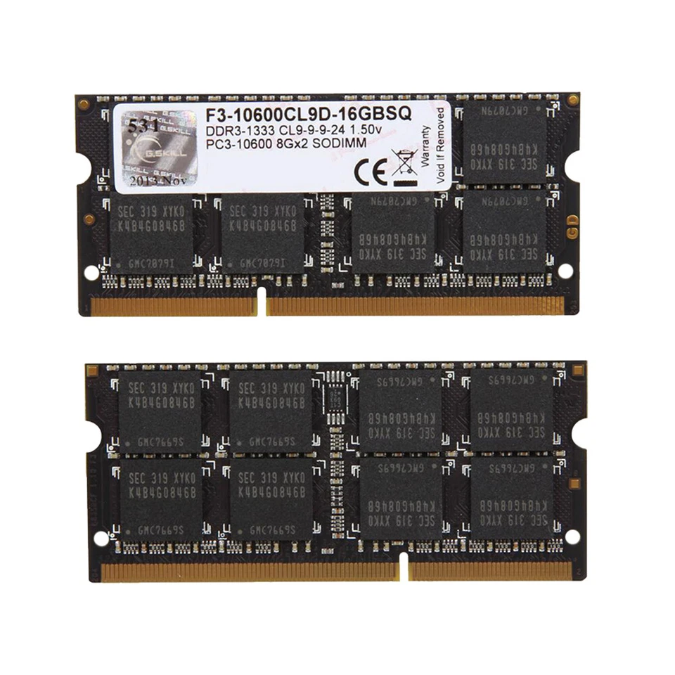 G.SKILL 16GB Kit 2x8GB DDR3 1333MHz PC3-10600 204Pin SODIMM Laptop Memory RAM AB - Image 2 of 4