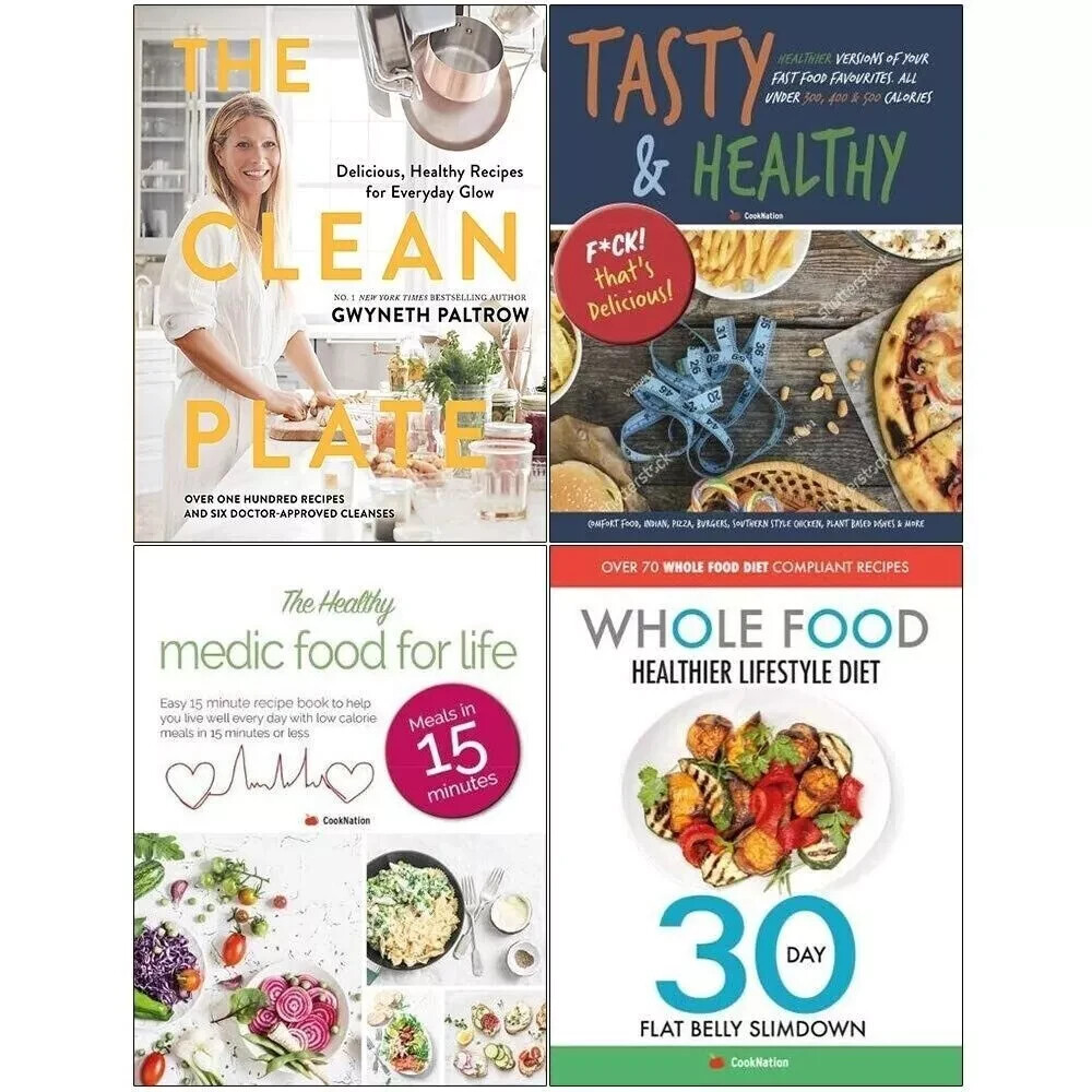 Clean plate, Tasty healthy,Medic food for life,Whole food healthier 4 Books Set