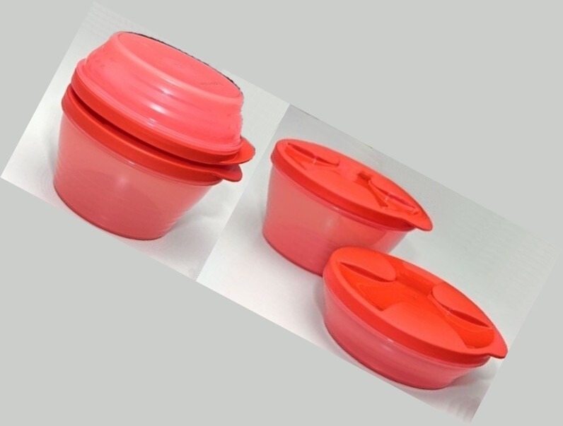 Snap Tupperware TUPPERWARE SET OF 4 SNAP TOGETHER DUOS CONTAINERS 1-c & 2-c CHILI ...