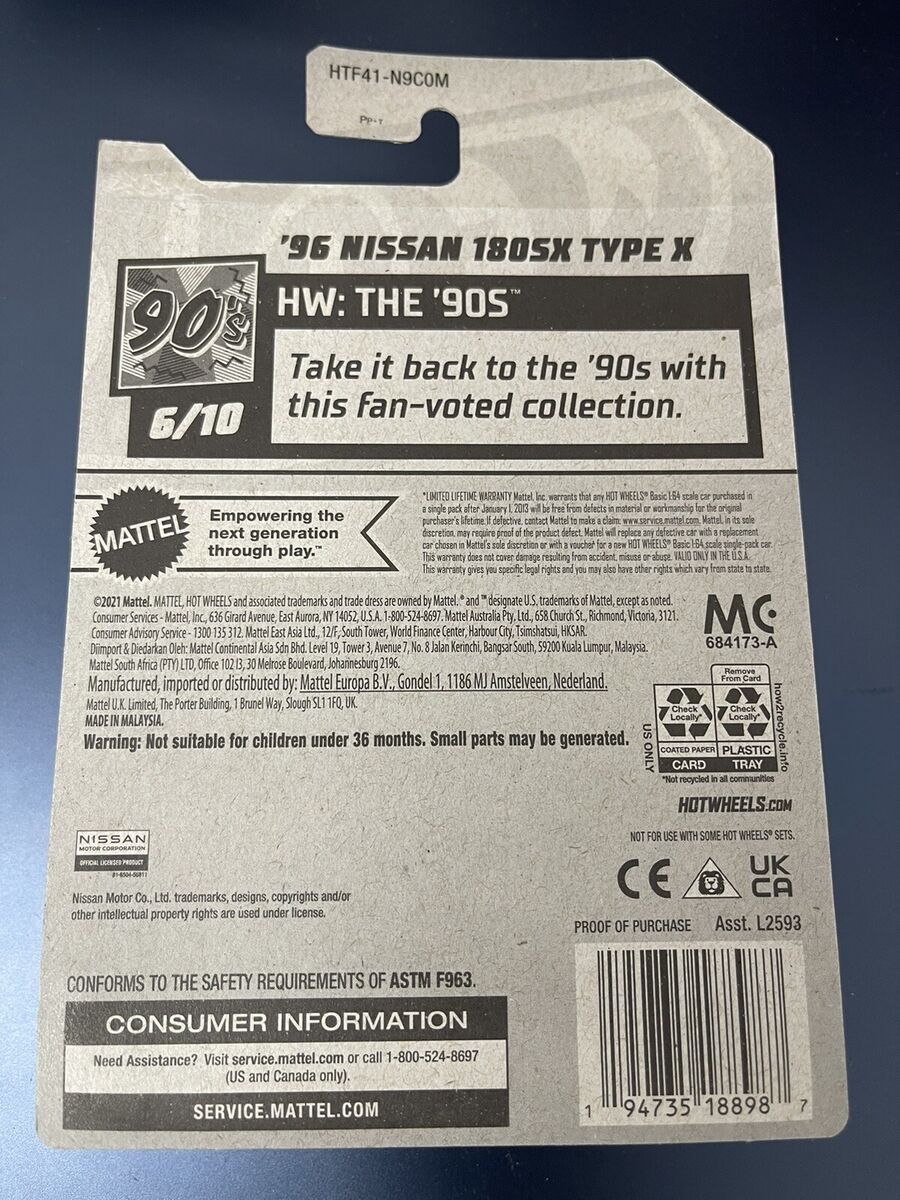 HOT WHEELS MINT SUPER TREASURE HUNT 96 NISSAN 180SX TYPE X HOT WHEELS MINT SUPER TREASURE HUNT 96 NISSAN 180SX TYPE X