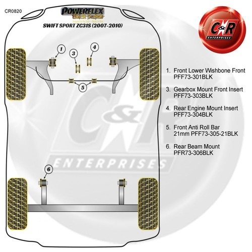 Powerflex Black Frarb Cojinete 21mm Para Suzuki Swift - Sport 07-11 - Imagen 3 de 11