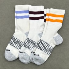 3 Pairs Women's Stripes Calf Socks Cushion Size Med 3 Colors Mix BOMBAS