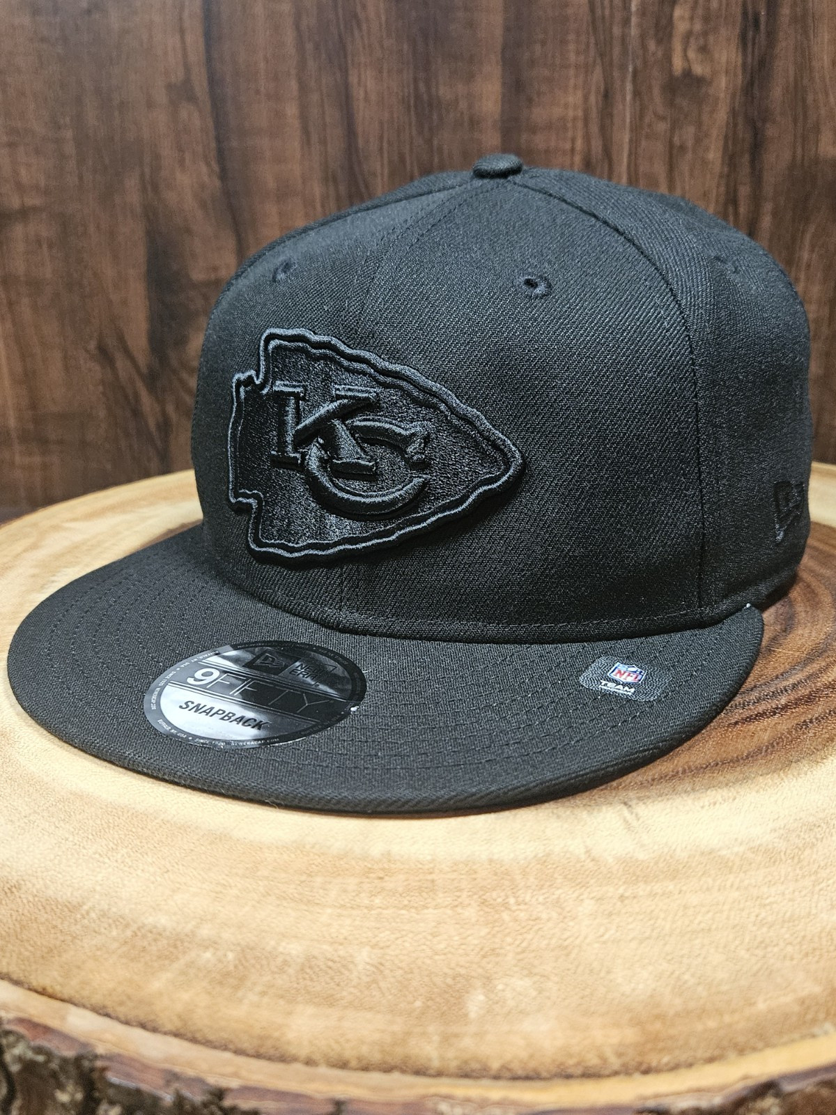 Kansas City Chiefs New Era 9Fifty Snapback Adjustable Hat Cap Black On Black