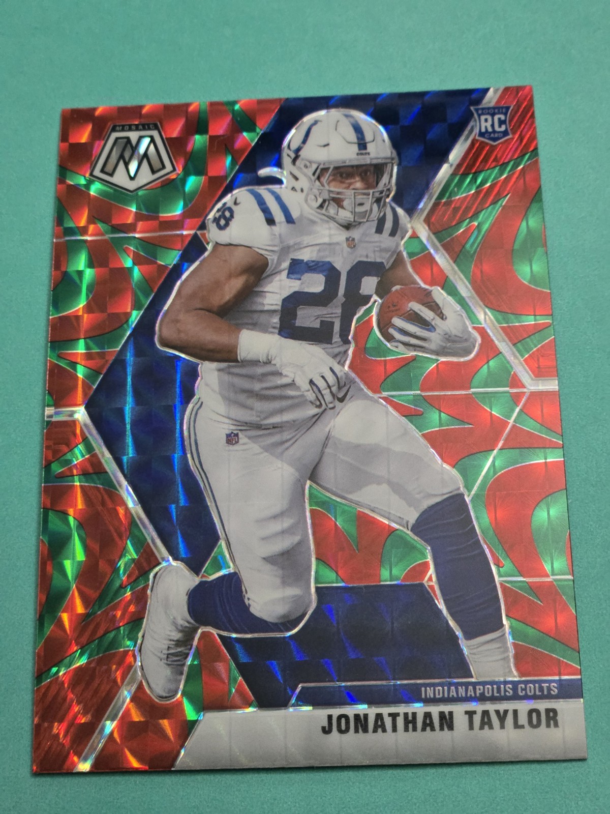 2020 Panini Mosaic - Rookies Jonathan Taylor #216 Reactive Green Mosaic Prizm RC