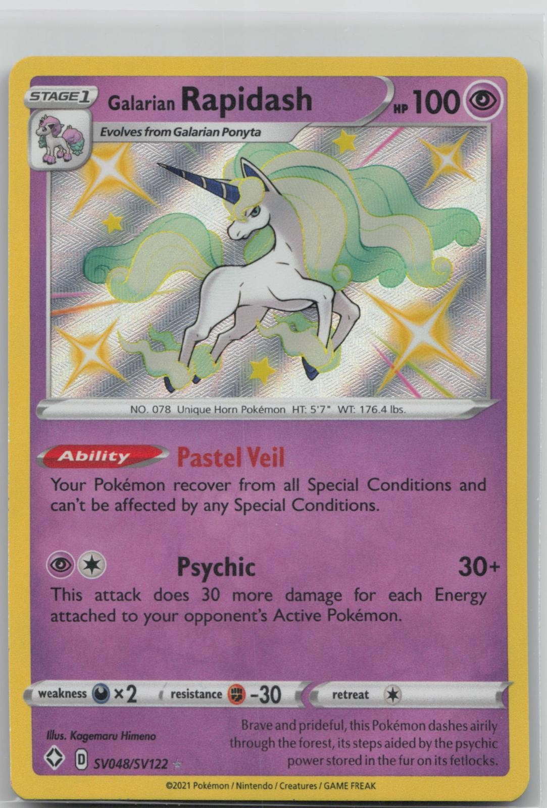 Galarian Rapidash SV048/SV122 Shining Fates Shiny Vault Pokemon Holo NM