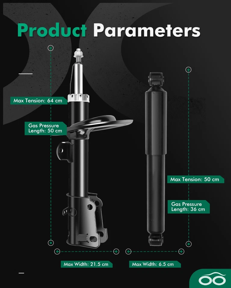4 New Shocks Struts FULL Set For Town & Country Grand Caravan Voyager Van - Image 3 of 4