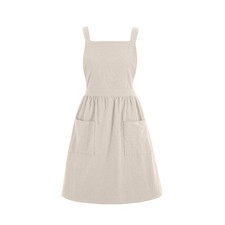 Cotton Linen Pinafore Apron Dress for Women with Pockets Cute Art Chef Aprons...