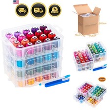 80 Spools 500m Each Embroidery Machine Thread with Clear Plastic Storage Box ...