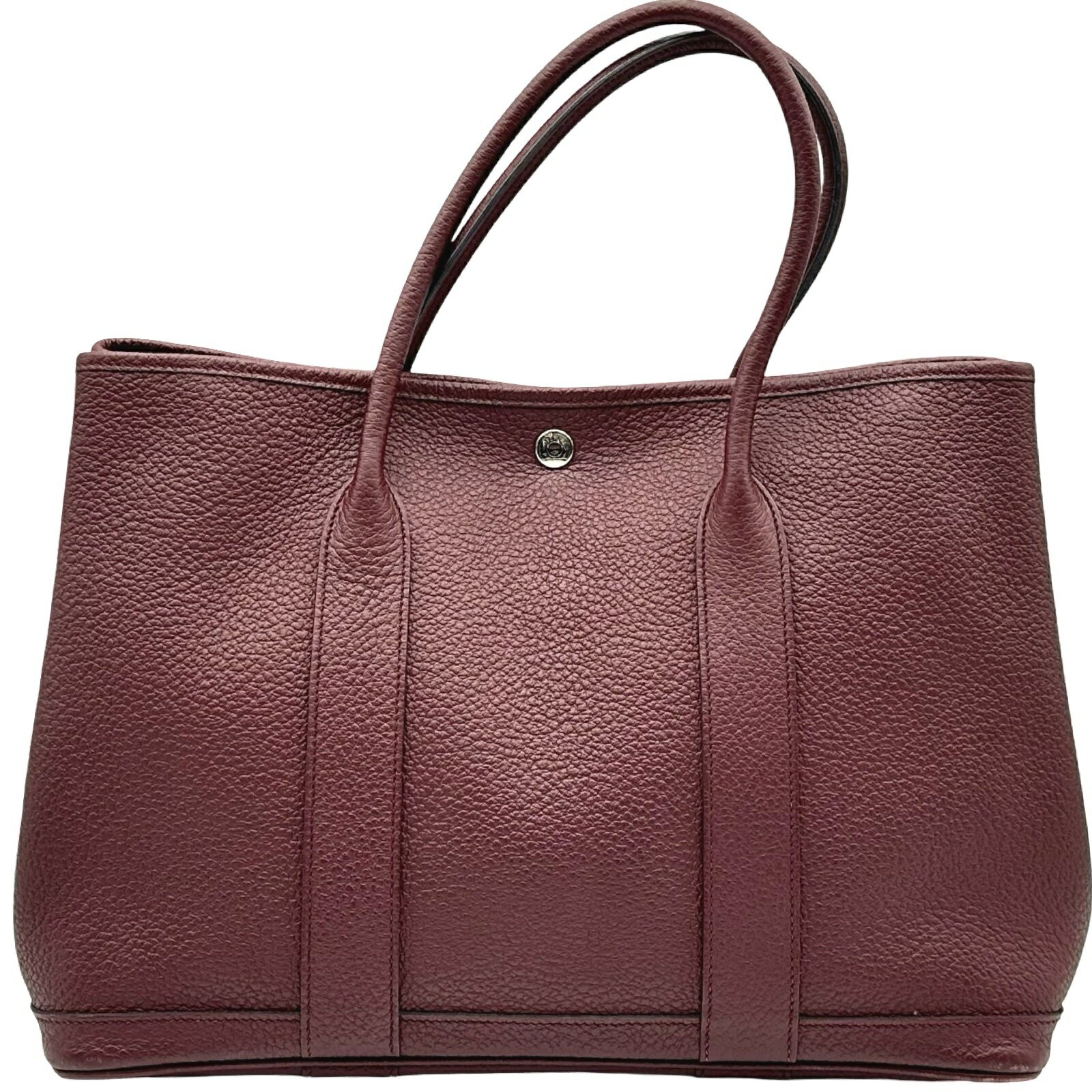 Hermes Garden Party PM Tote Bag Handbag Country Leather Bordeaux X Stamp 99