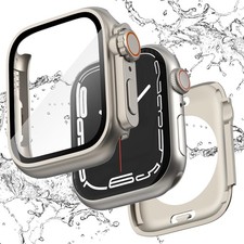 2 in 1 Waterproof Screen Protector For Apple Watch Series 6 44mm Bumper Cover