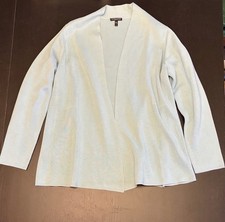 Eileen Fisher Silk Organic Cotton Blend Blue Cardigan Size 1X EUC