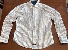 Fender Guitar Custom Shop Shirt L White Blue Strip