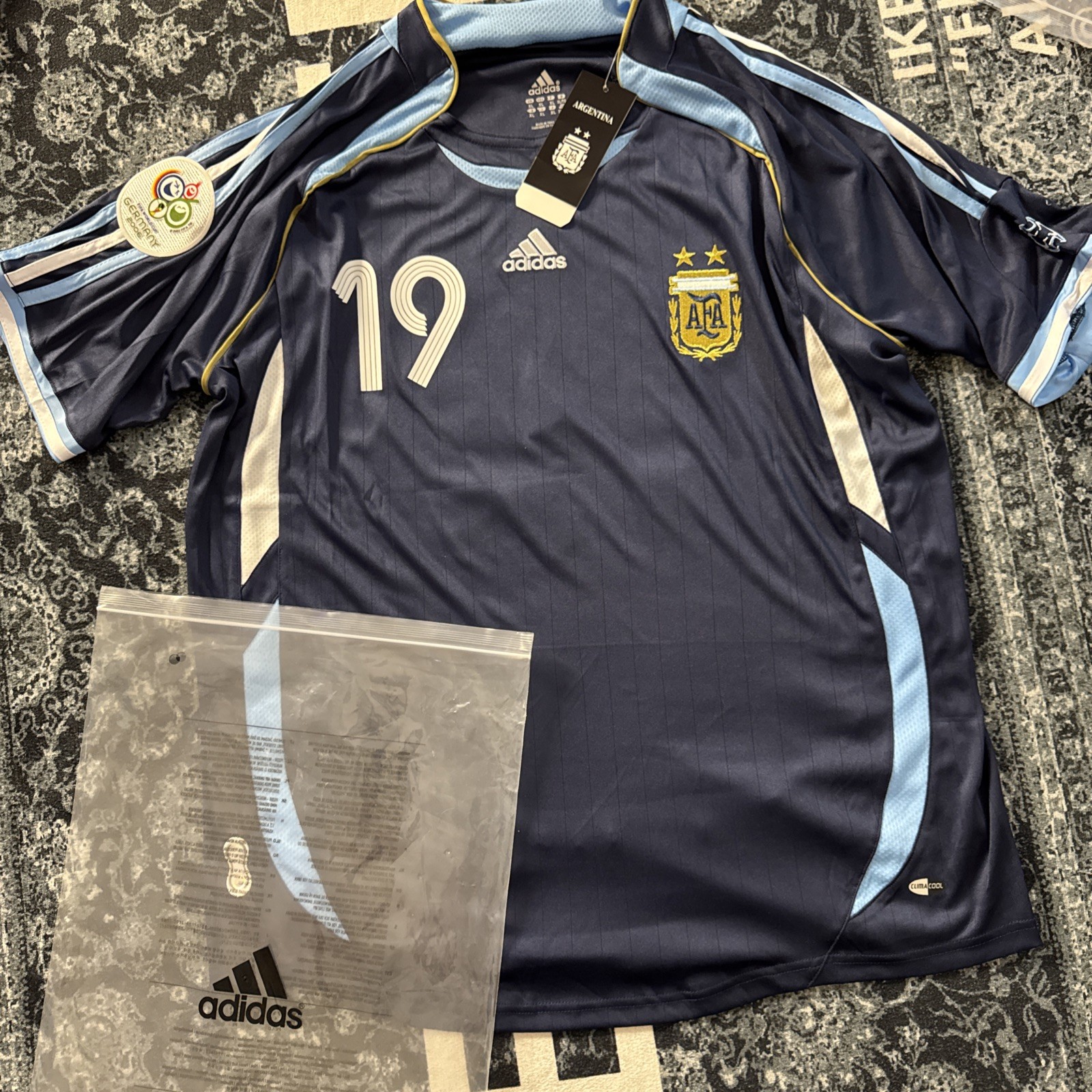 Adidas 2006 Germany World Cup Jersey Argentina Lionel Messi #19 M Sleeve Badge