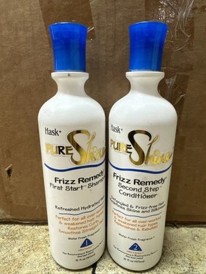 Hask Pure Shine Frizz Remedy Shampoo And Conditioner, 16oz. Detangled Frizz Free