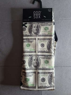 Odd Sox Cash Money Men's Crew Socks Size L Men's 6-12