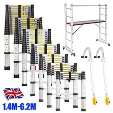 1.4/2.6/3.2//3.8/5.2/6.2M Multi-Purpose Aluminium Telescopic Folding Ladders UK