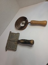 Vintage Lot Of 2 Metal w/ Wood Red Handle Horse, Animal Grooming Brush