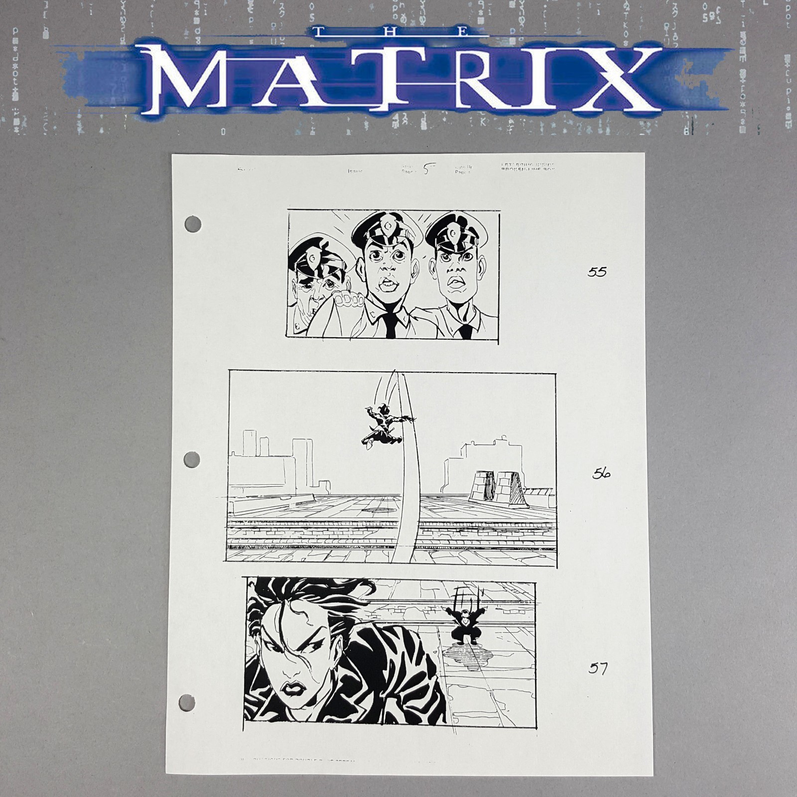 The Matrix Production Used Storyboard Trinity Chase CH55-57 Movie Prop