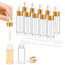 10pcs Mini Glass Dropper Bottle for Essential Oil,1ml Small Clear Sample Drop...