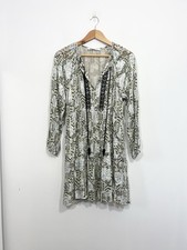 Zara A Line Boho Mini Dress Size XS Relaxed Oversized Fit Green Metallic Silver