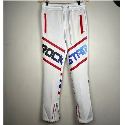 Rockstar Original Jabez Track Pants Men M White Red Blue Moto Streetwear Joggers
