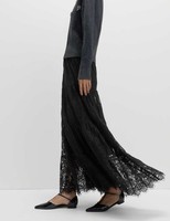 Marks & Spencer Womens Black Lace Maxi A Line Skirt - M&S