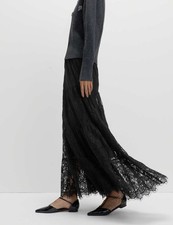 Marks & Spencer Womens Black Lace Maxi A Line Skirt - M&S