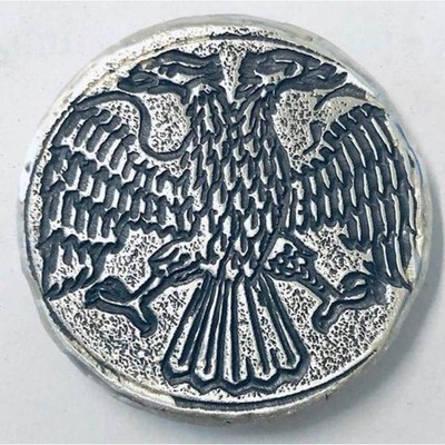 1 Troy Oz. MK BarZ ''Double Headed Eagle'' Reverse Stamped Round .999 Fine Silver