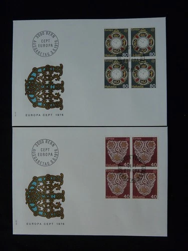 Europa Cept x2 FDC Switzerland 1976 (block of 4)