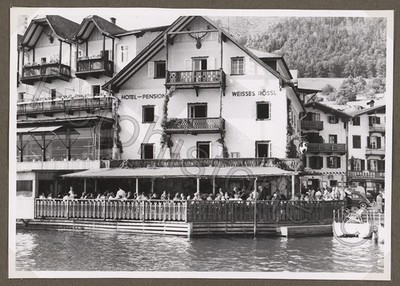 Photo Austria St. Wolfgang White Horse Inn Hotel-Pension Terrace Lake 1960s