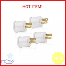 Socket Adapter for Light Bulb, Outlet to E26 E27 Screw Base, Polarized 2-Prong,