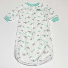 Child of Mine Baby Boy 0-9M Sleep Sack White Green  Gray Elephants Print Zipper