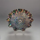 Stunning AMETHYST FENTON iridescent Carnival Glass Bowl 11” X 4 Chip On Base