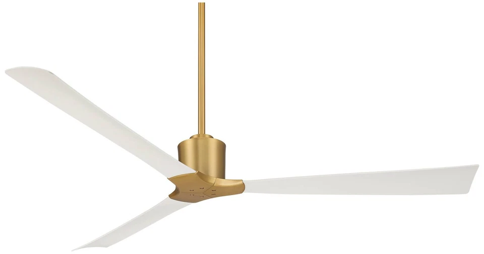 60" Casa Vieja Lume Soft Brass and White Damp Ceiling Fan with Remote - Image 2 of 4