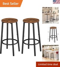 Bar Stools, Set of 2 Bar Chairs, Kitchen Round Height Stools with Footrest, B...