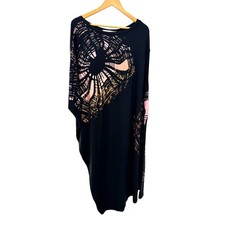 Susan Wagner Peruvian Organic Cotton Draped Midi Dress Art Nouveau Abstract S