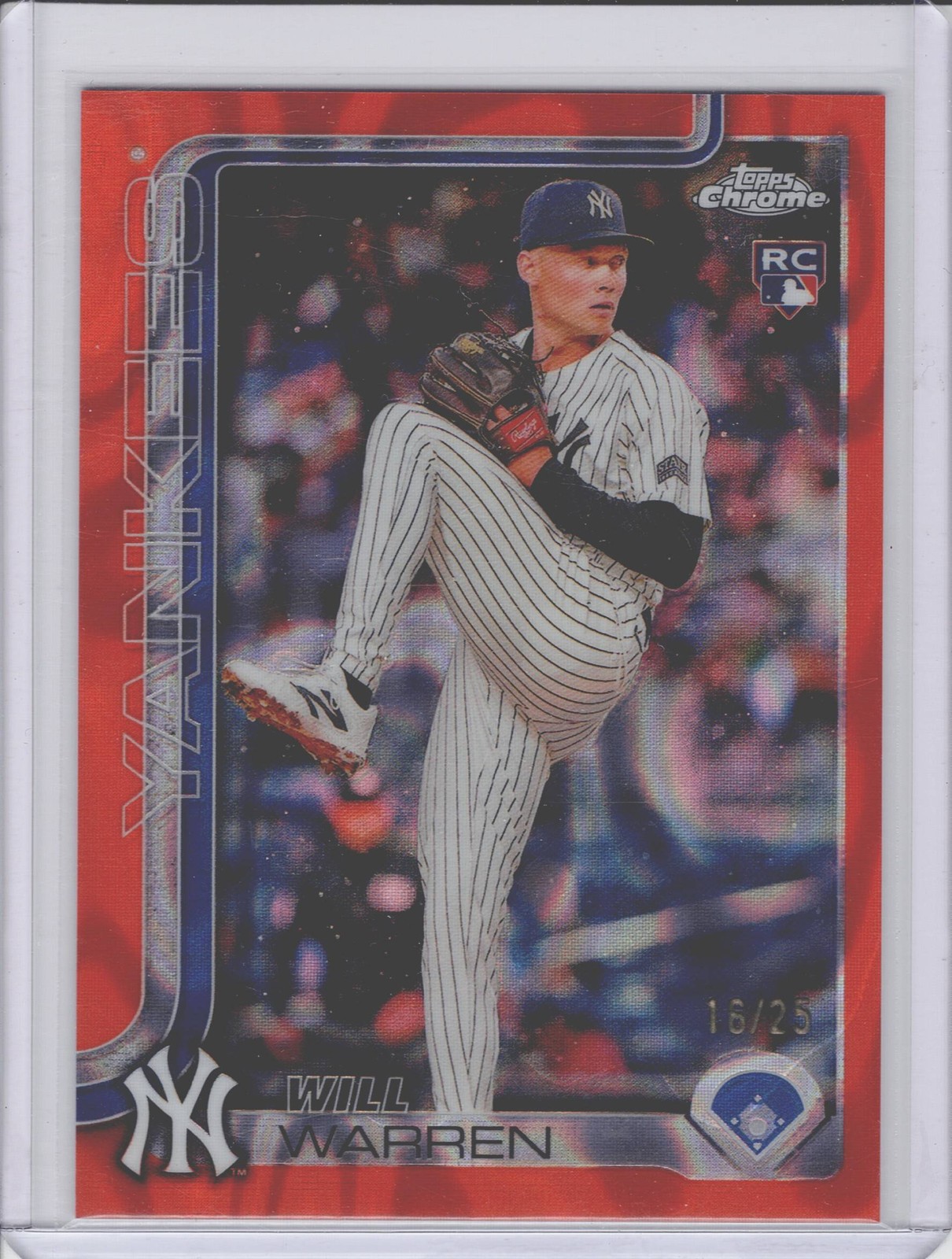 2025 Topps Chrome #81 Will Warren Orange Lava Refractors #/25