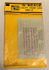 NORTHEAST CUSTOM N DECAL-BOSTON & MAINE/B&M STEAM LOCO-SCRIPT LETT - #B&M-12
