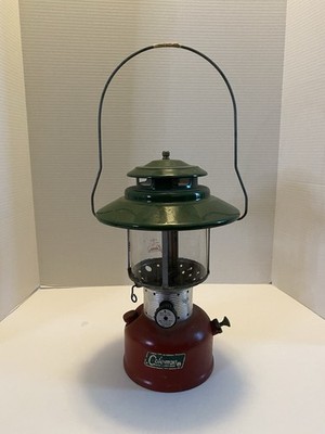 Coleman Lantern Big Hat 228E Double Mantle Green & Red With Bail Handle