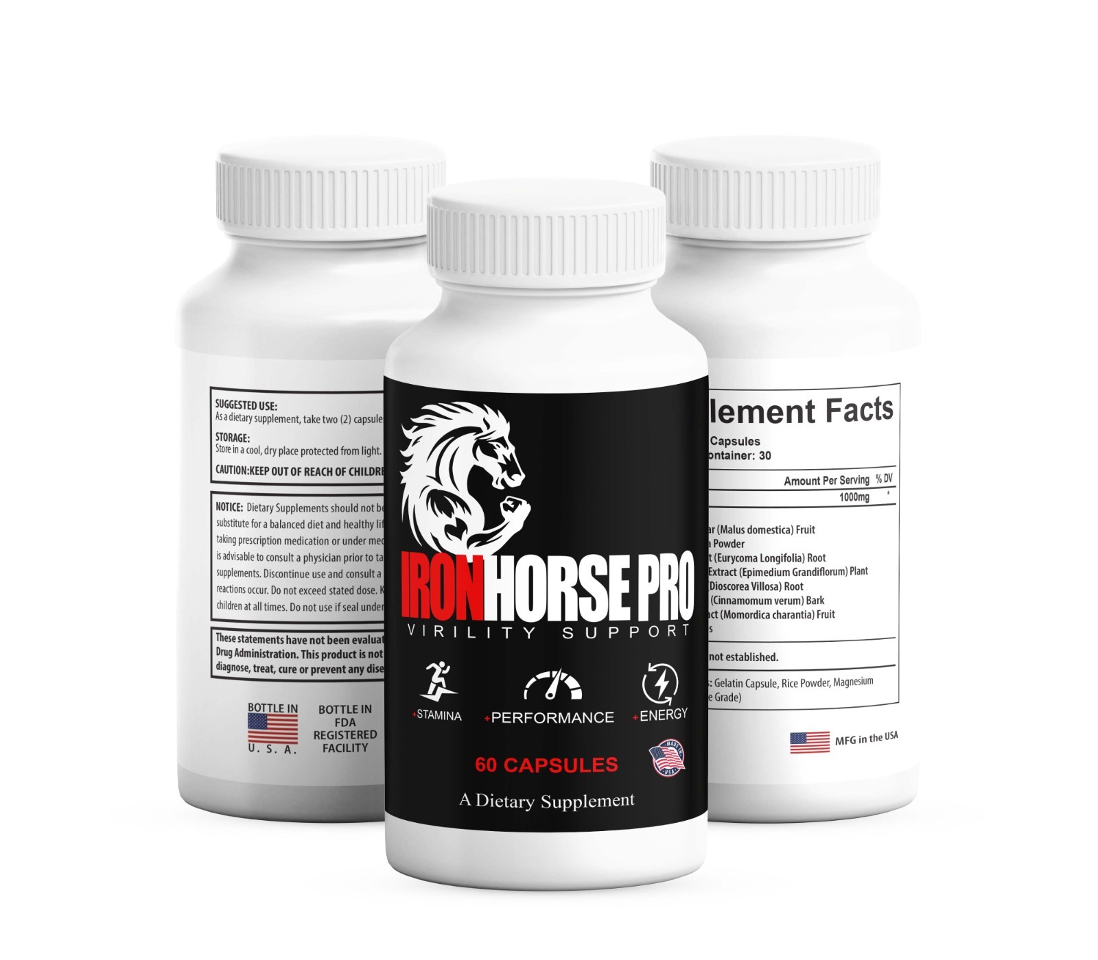 (5 Pack) Iron Horse Supplement, IronHorse Pills for Men, Male Health Support