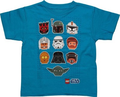 Star Wars Lego Heads Blue Juvenile T-Shirt All Size For Adults, Kids