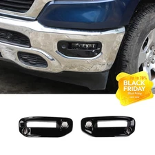 Pair Front Fog Light Lamp Cover Trim For Dodge RAM 1500 2018+ Accessories Black