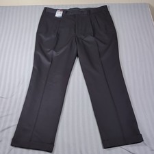 Roundtree  Yorke Travel Smart 40x30 Black Microfiber Polyester Dress Pants