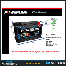 AGM Car Battery fits BMW 330E 116 116D i4 520D Z4 218 X2 X5 Stop Start