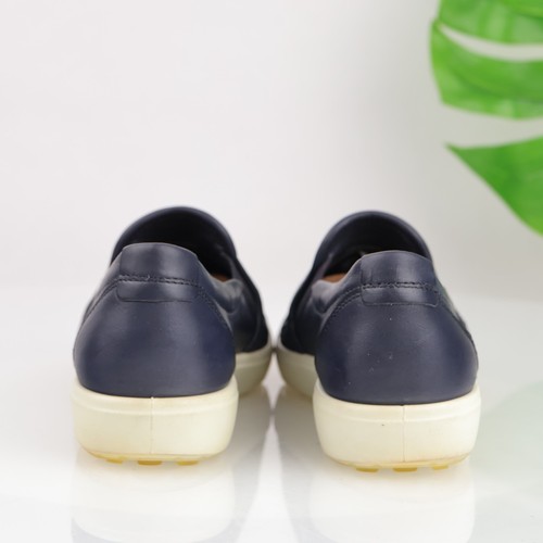 Ecco Womens Soft 7 Slip On Shoes Size 38 7 Navy Leather Woven Flat Loafer Casual - Picture 5 of 15
