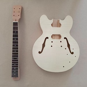6 String DIY Electric Guitar Black pickguard Kit Dot Inlay Fretboard   DK