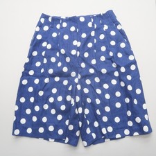 Boden Pleat 100 Linen Wide Leg Shorts Size US 2 Blue Polka Dot