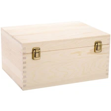 Frcctre Extral Large Unfinished Wooden Box, 13 x 10 x 6.5 inch Natural Unfini...